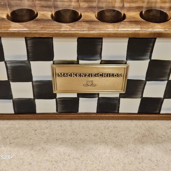 MACKENZIE CHILDS COURTLY CHECK HERB SPICE RACK STORAGE JAR CONTAINER BOX VASE - Picture 2 of 8